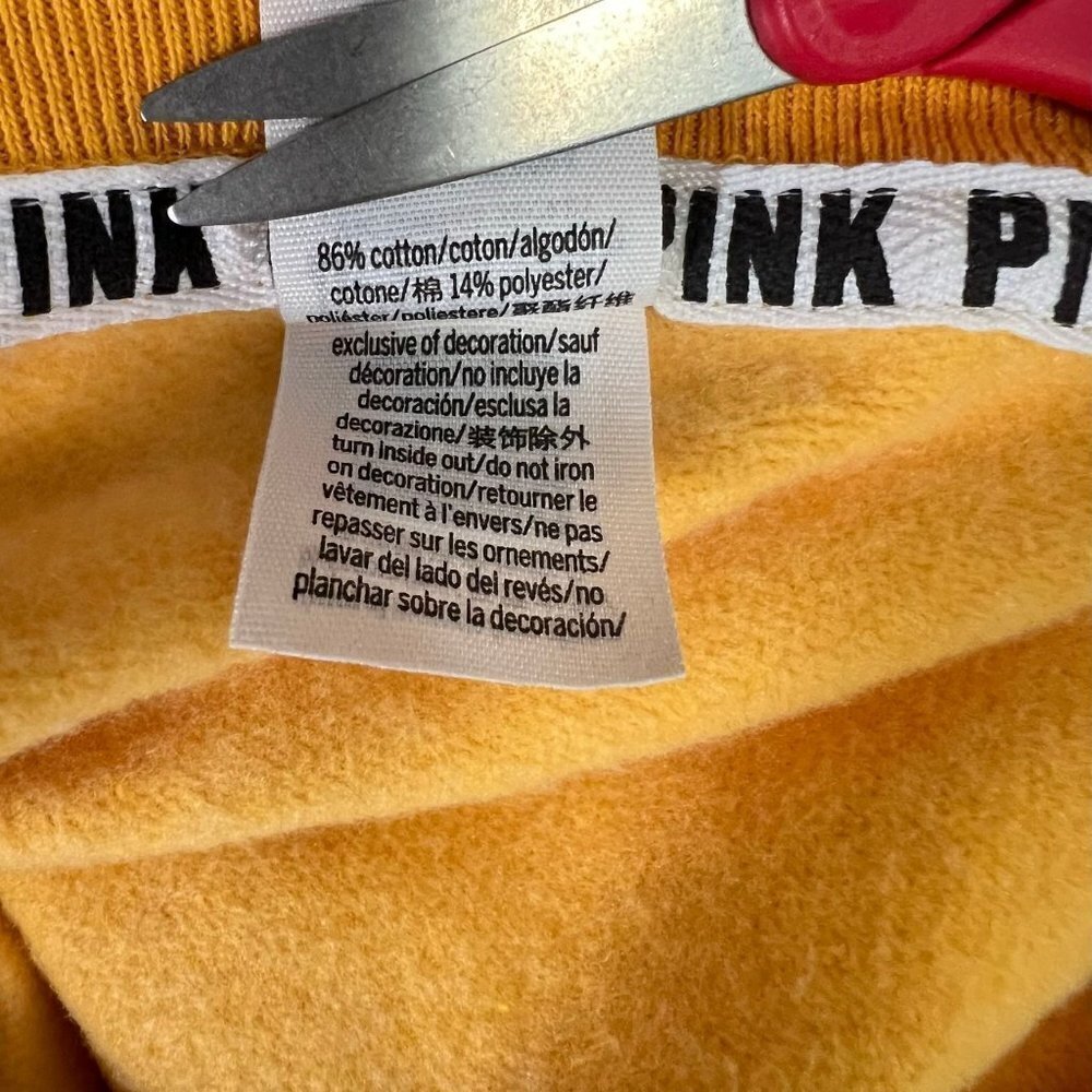 PINK Victoria's Secret  Gold  Reverse Weave Crew Neck Sweatshirt Size S - Picture 9 of 9